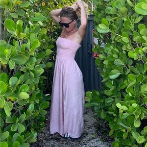 Pink Strapless Maxi Dress